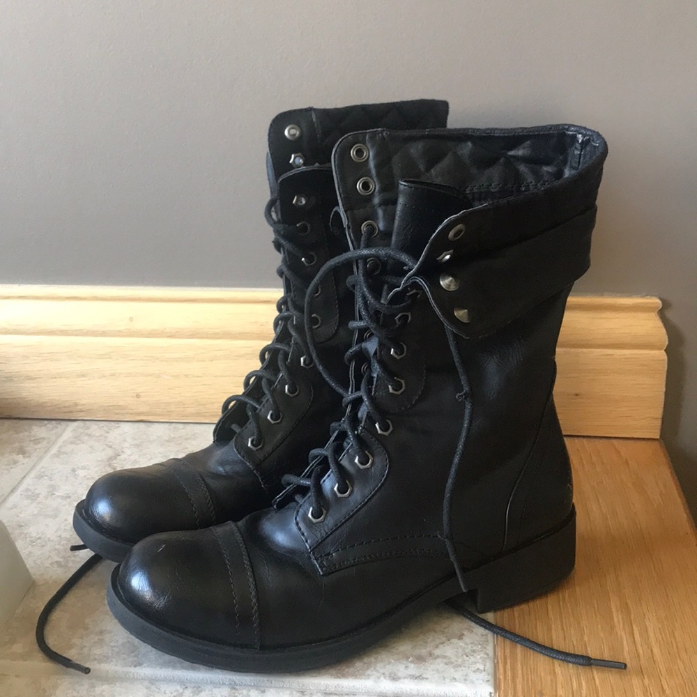Black combat boots